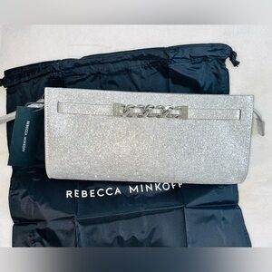 Rebecca Minkoff Curb Link Clutch Glittering Silver NWT